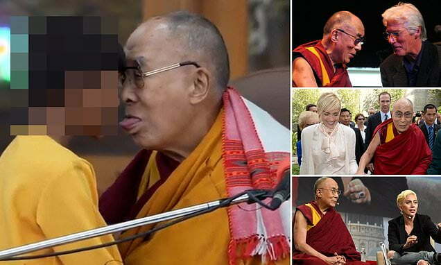 مشاهير هوليوود الذين التقوا بالدالاي لاما يلتزمون الصمت بعد الفيديو المثير للجدل مع طفل